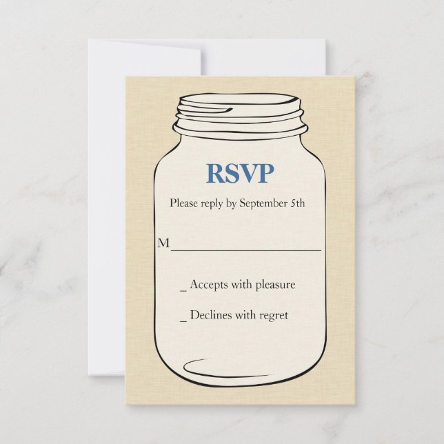 Mason Jar Style 2 Wedding RSVP - Azul (Anverso)