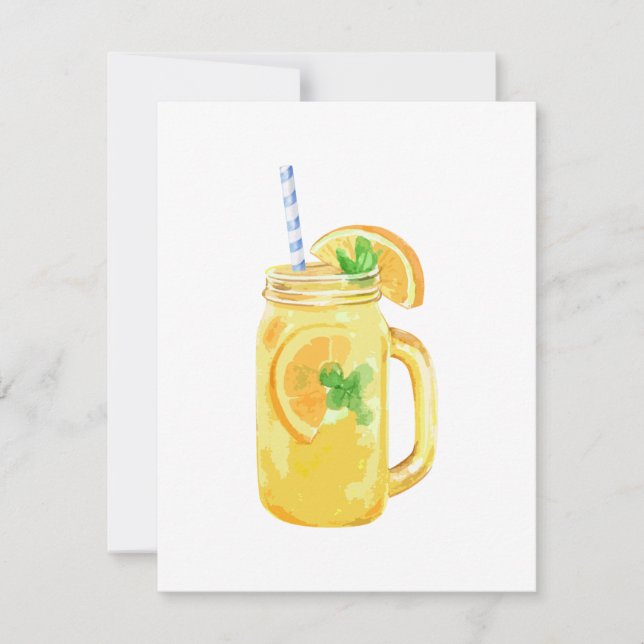 Mason Jar Summer Sun Ice Tea En Acuarela (Anverso)