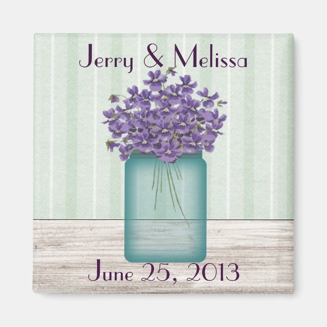 Mason Jar viola imán favorito de boda (Frente)