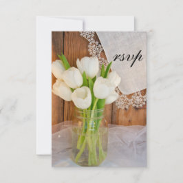 Mason Jar White Tulips Boda en el País RSVP