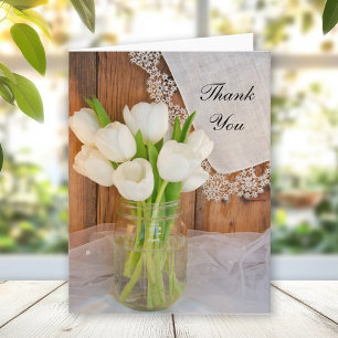 Mason Jar White Tulips Boda Gracias Nota
