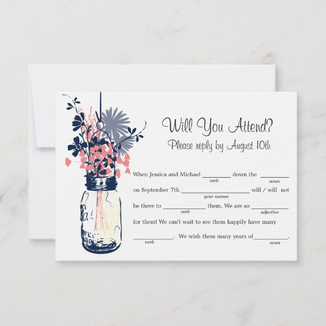 Mason Jar Wildflowers LIB RSVP (Anverso)