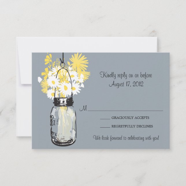 Mason Jar & Wildflowers RSVP Card (Anverso)