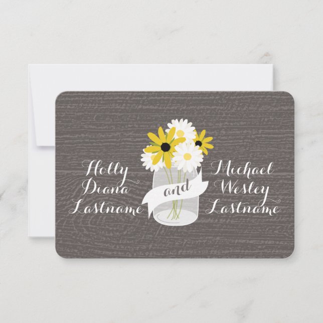 Mason Jar + Wildflowers RSVP inspirado en la mader (Anverso)