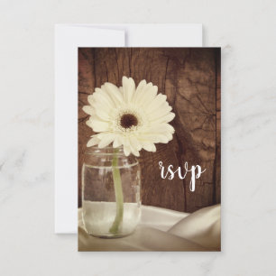 Mason Jar y Daisies Country Barn Wedding RSVP