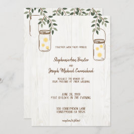 Mason Jar y Fireflies Invitaciones a una boda rúst