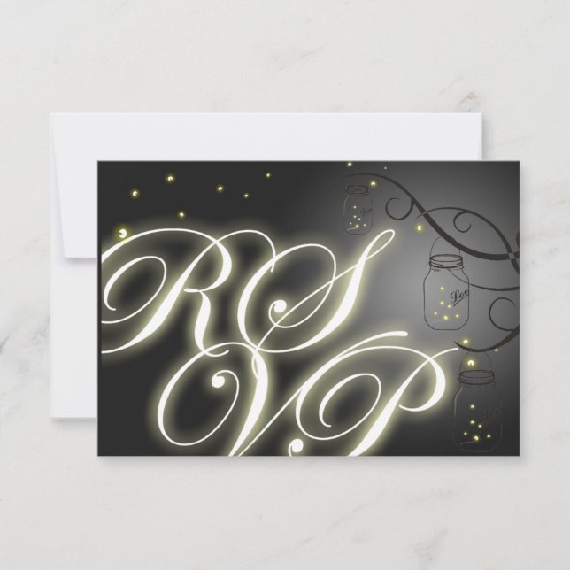 Mason Jar y Firefly RSVP - Blanco negro (Anverso)