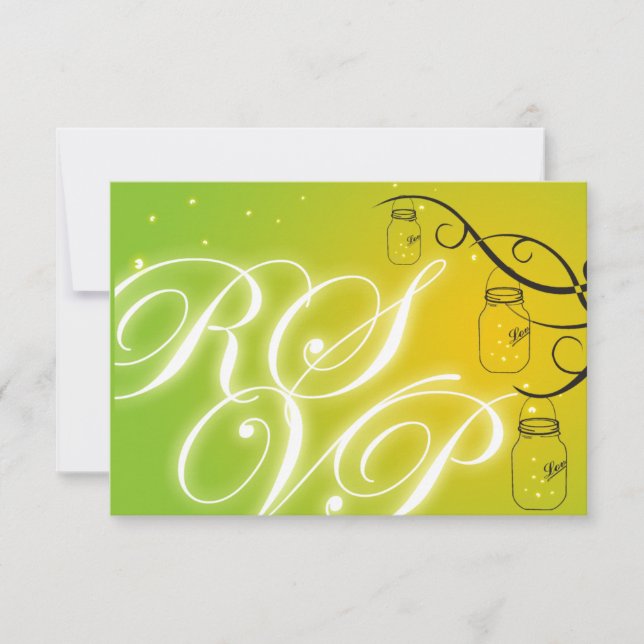 Mason Jar y Firefly RSVP - Naranja verde (Anverso)
