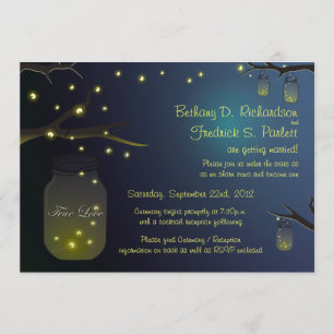 Mason Jar y Firefly Wedding Invitación 5"x7"