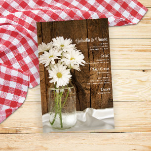 Mason Jar y White Daisies Country Wedding Menu