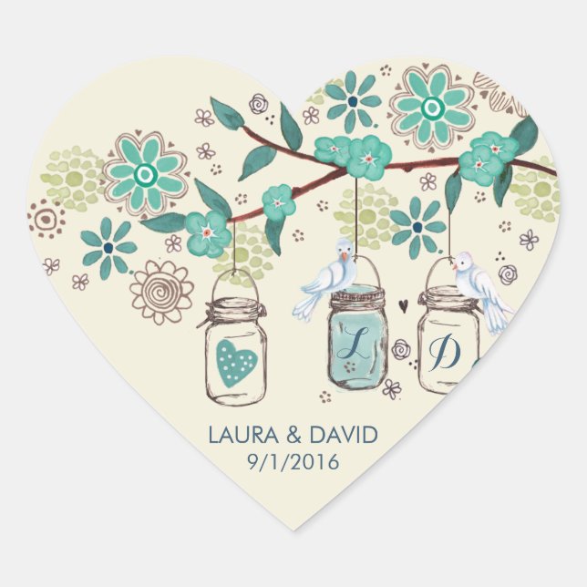 Mason Jars Garden Wedding | Pegatina de círculo (Anverso)