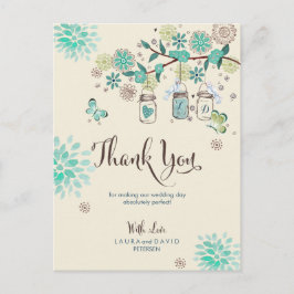Mason Jars Garden Wedding | Tarjeta de agradecimie