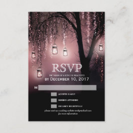 Mason Jars String Lights Elegant Tarjeta RSVP