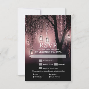 Mason Jars String Luces Elegante tarjeta RSVP