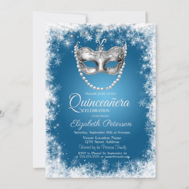 Masque, copos de nieve, Invitación a la quinceañer (Anverso)
