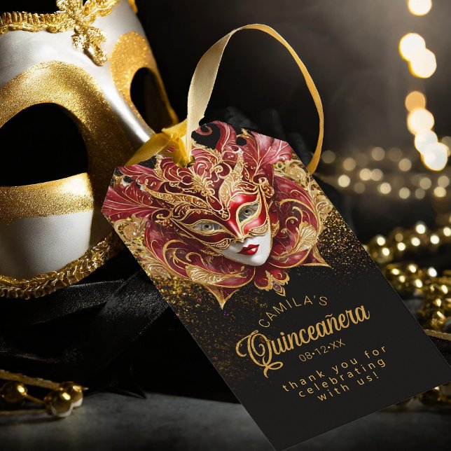 Masquerade Quinceanera Red Gold V2 ID1031 etiqueta (Subido por el creador)