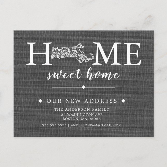 MASSACHUSETTS Estado Moving Invitación Post Card (Anverso)