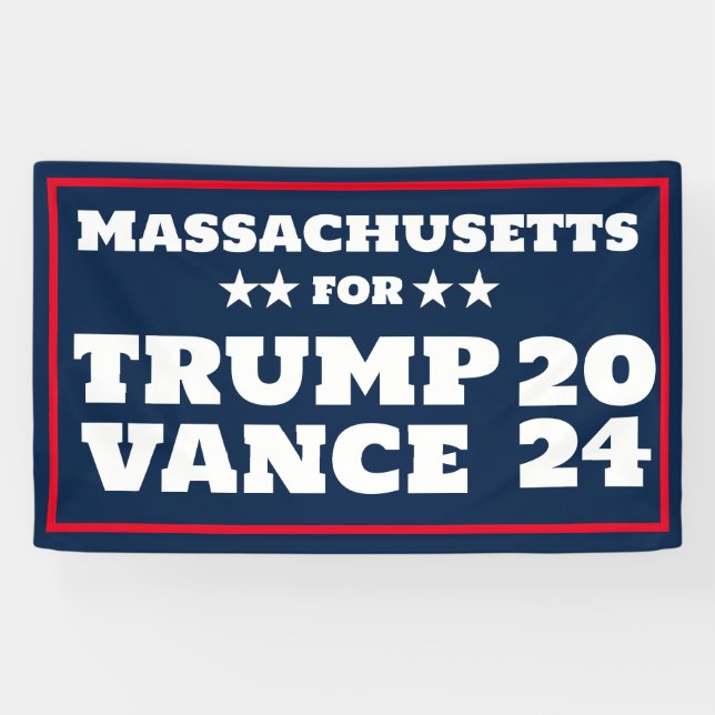 Massachusetts para la pancarta de Trump Vance 2024 (Horizontal)