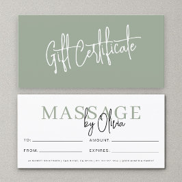 Massage Therapist Sage Green Gift Certificates