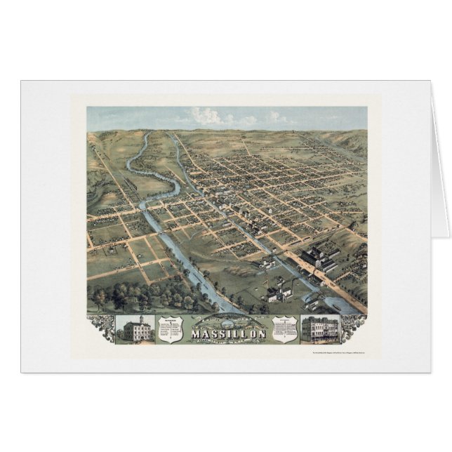Massillon, mapa panorámico del OH - 1870 (Anverso (Horizontal))