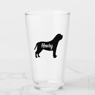 Mastiff Dog Silhouette Personalizado Vidrio de Con