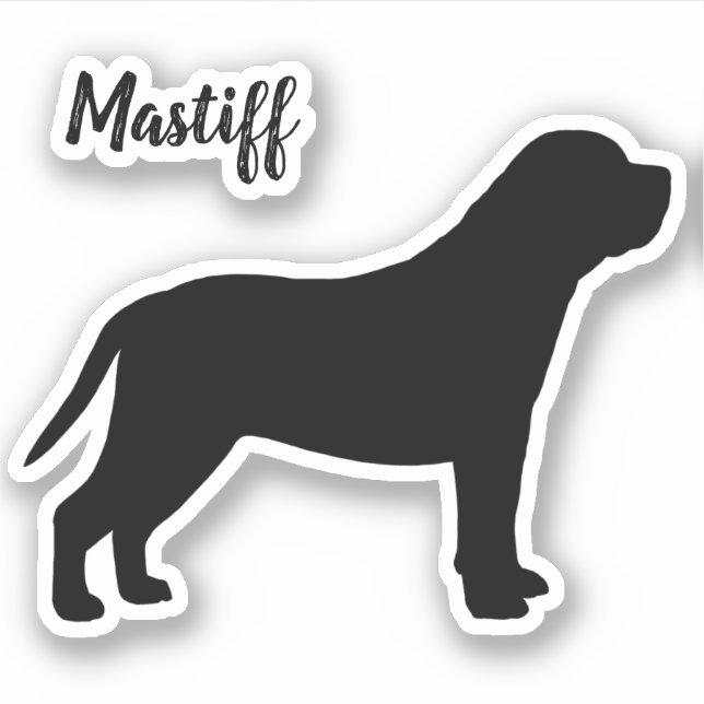 Mastiff Dog Silhouette Vinyl Pegatina (Anverso)