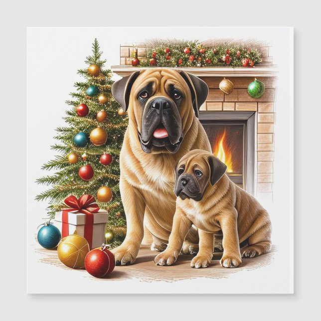 Mastiff englische Doggen Kamin Weihnachten (Anverso)