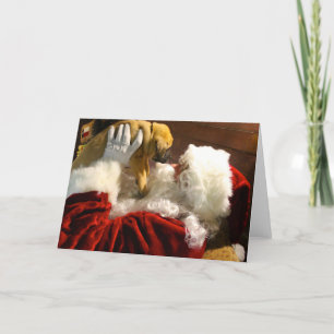 Mastiff Puppy con Tarjeta de Santa Navidades