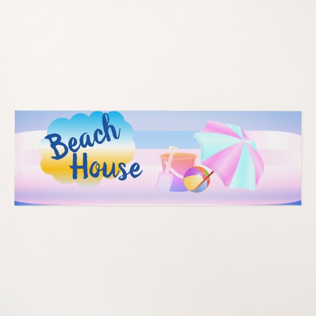 Mat azul y rosa de la casa de playa (Anverso (horizontal))
