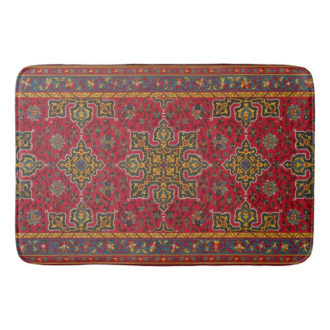 Mat de alfombra persa roja y dorada (Anverso)