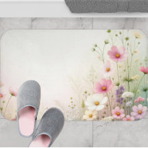 Mat de baño de flores silvestres, alfombra de baño