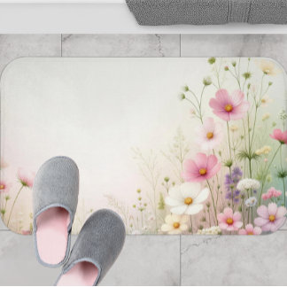 Mat de baño de flores silvestres, alfombra de baño