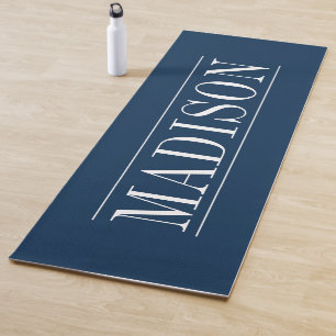 Mat de yoga azul de la Marina de nombre Minimalist
