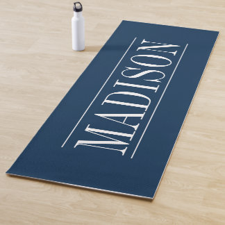 Mat de yoga azul de la Marina de nombre Minimalist