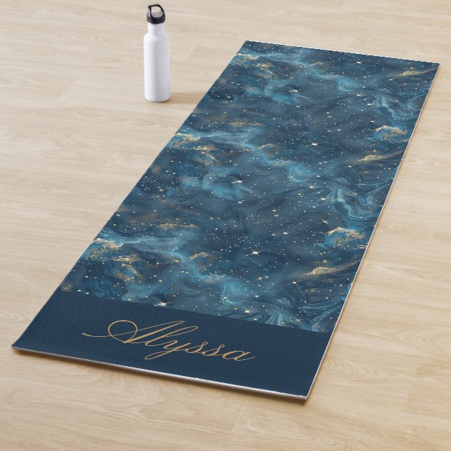 Mat de yoga azul personalizado (In situ)