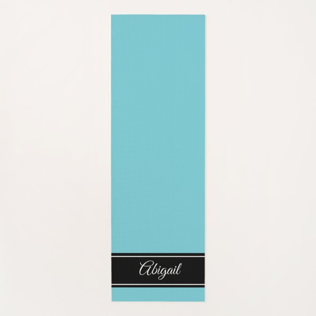 Mat de yoga Black and Aqua Blue Zen personalizado (Anverso)