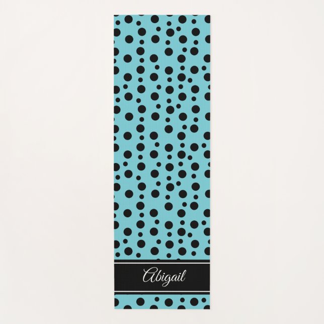 Mat de yoga Black Polka Dot Blue Zen personalizado (Anverso)