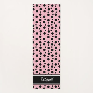 Mat de Yoga Black Polka Dot Pink Zen Personalizado