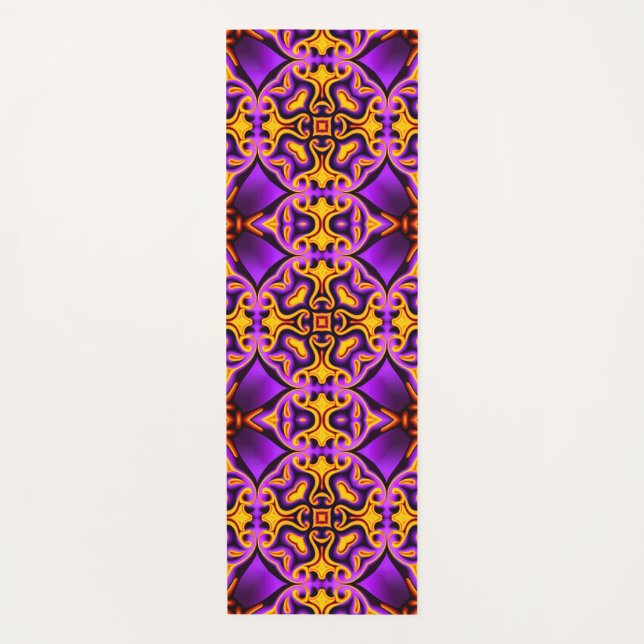 Mat de yoga con estampado morado y amarillo (Anverso)