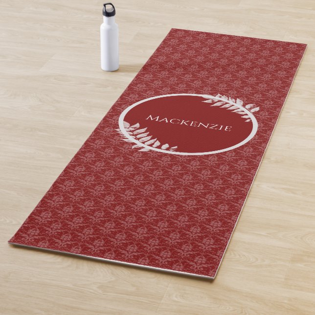 Mat de yoga Damask elegante y rojo (In situ)