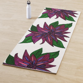 Mat de yoga de flores magenta