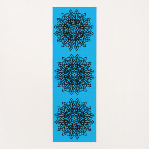 Mat de yoga de mandala negra y turquesa