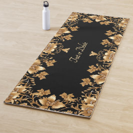 Mat de yoga dorado floral