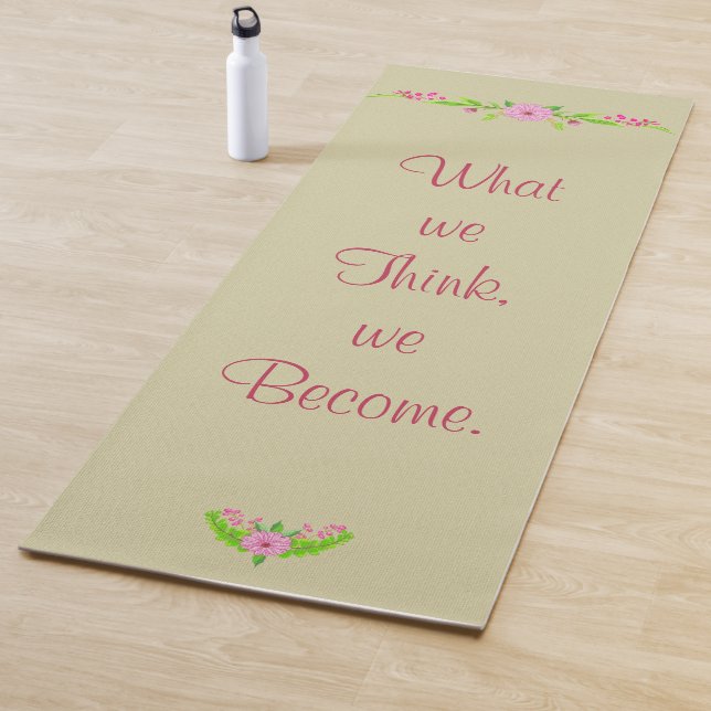 Mat de yoga floral rosa y verde nostálgico (In situ)