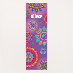 Mat de yoga hippy mandala psicodélico personalizad