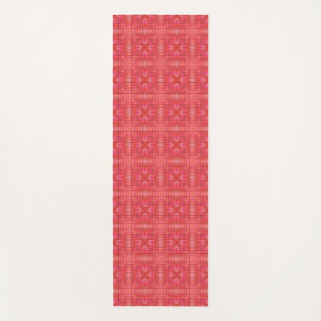 Mat de yoga moderno con triángulos rojos audaces (Anverso)