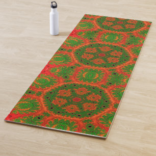 Mat de yoga naranja y verde Kaleidoscopio