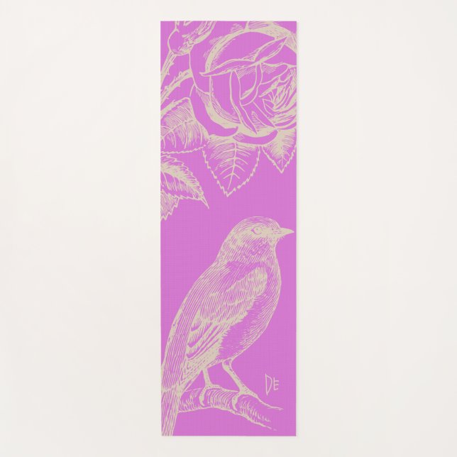 Mat de yoga para aves y Rosas Lilac (Anverso)
