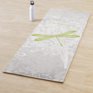Mat de yoga personalizado de la libélula verde
