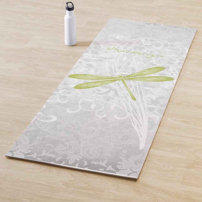 Mat de yoga personalizado de la libélula verde (In situ)
